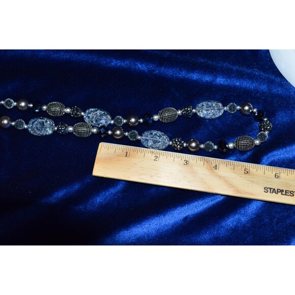 Premier Designs Multi Strand Beaded Silver Tone Necklace Clear Beads Faux Pearls - Picture 5 of 5